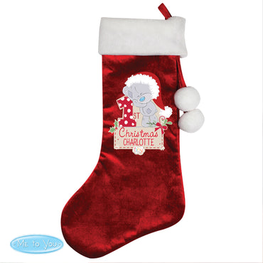 Personalised Tiny Tatty Teddy 'My 1st Christmas' Luxury Red Stocking