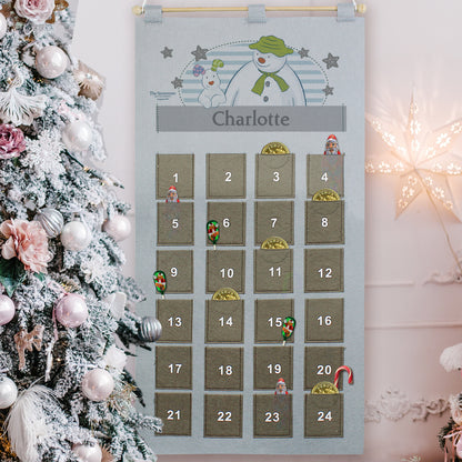 Personalised The Snowman Advent Calendar In Silver Grey