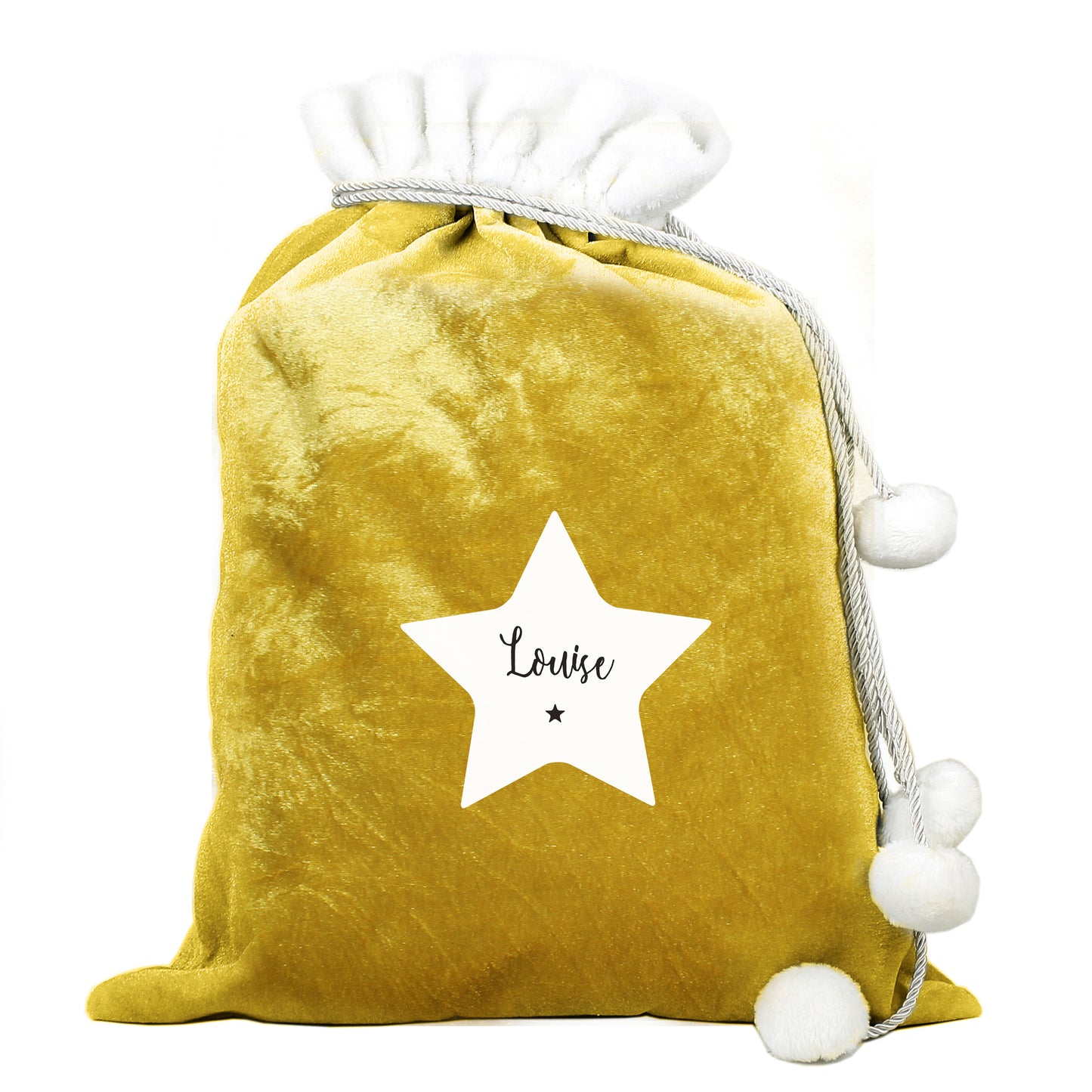 Personalised Star Luxury Pom Pom Gold Sack