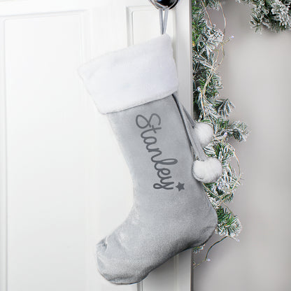 Personalised Name Only Silver Grey Stocking