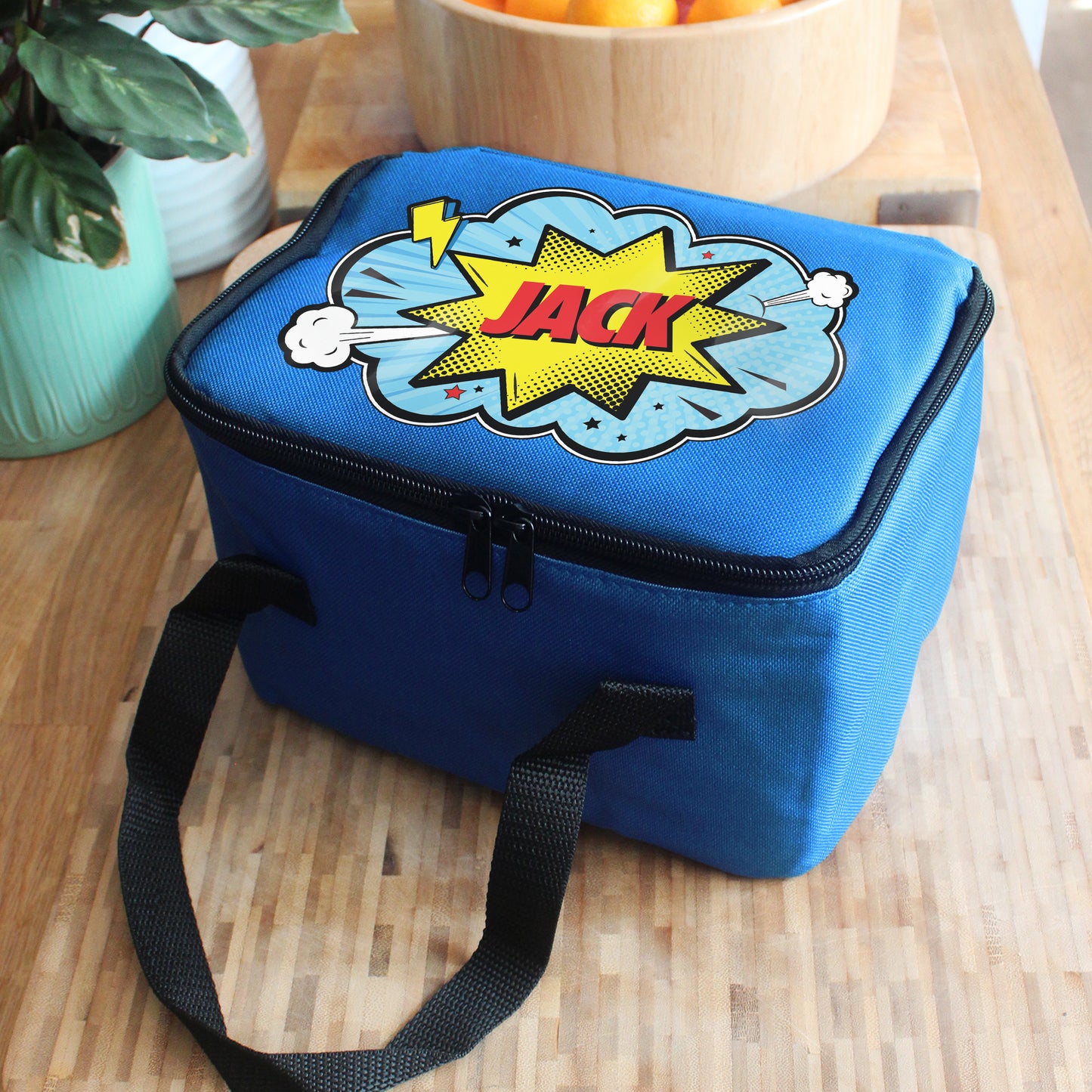 Personalised Superhero Blue Lunch Bag