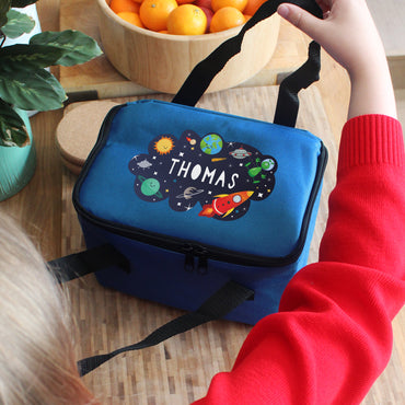 Personalised Space Blue Lunch Bag