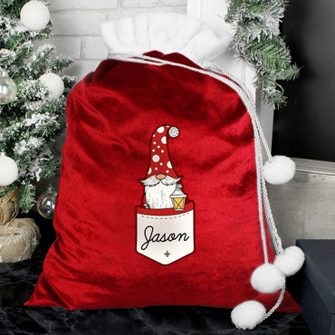 Personalised Gonk Family Red Christmas Sack - Male