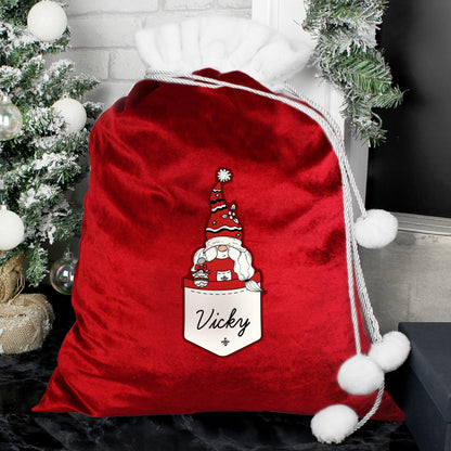 Personalised Gonk Family Red Christmas Sack - Female