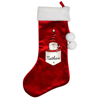 Personalised Gonk Family Red Christmas Stocking- Boy