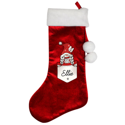 Personalised Gonk Family Red Christmas Stocking- Girl