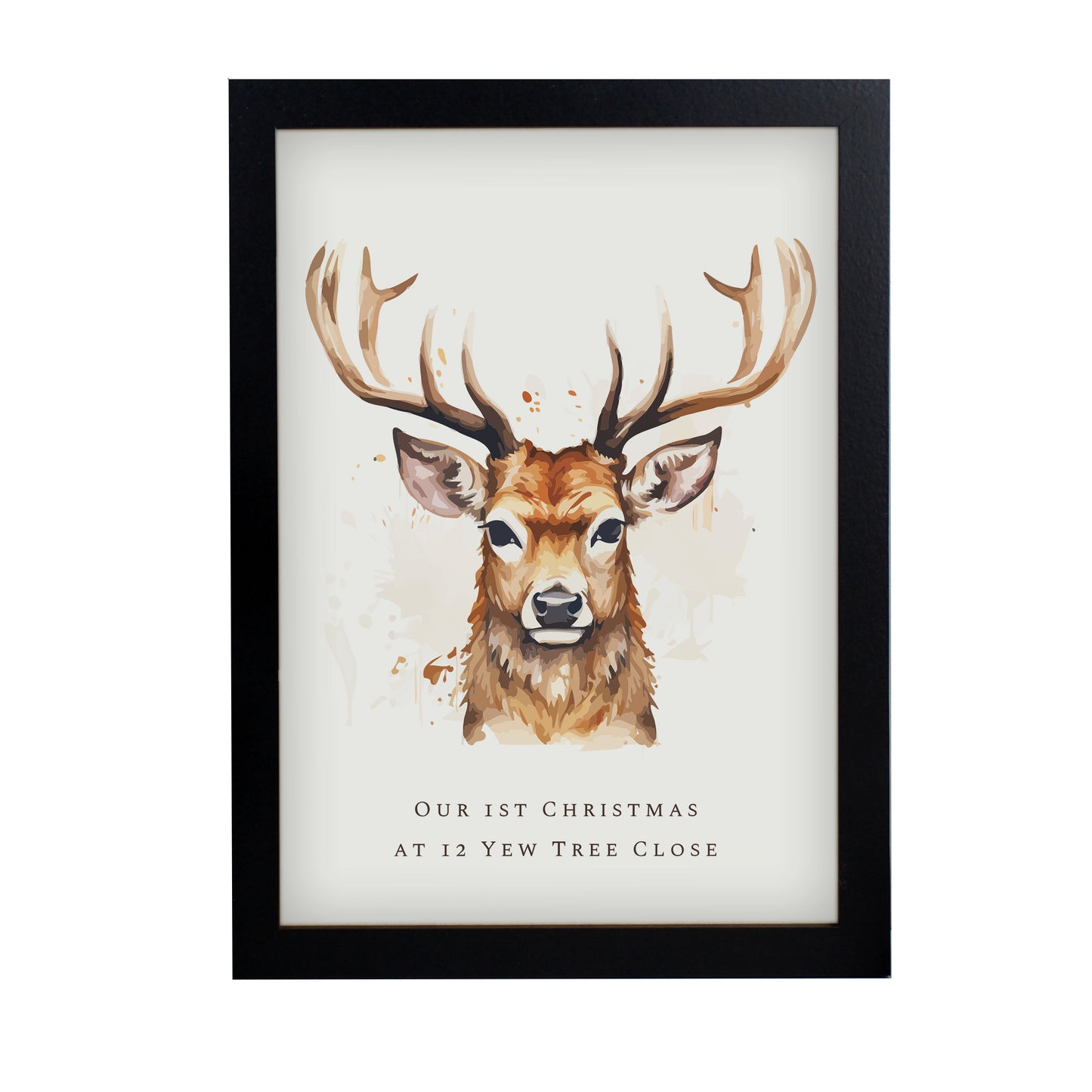 Personalised Watercolour Stag A4 Framed Print