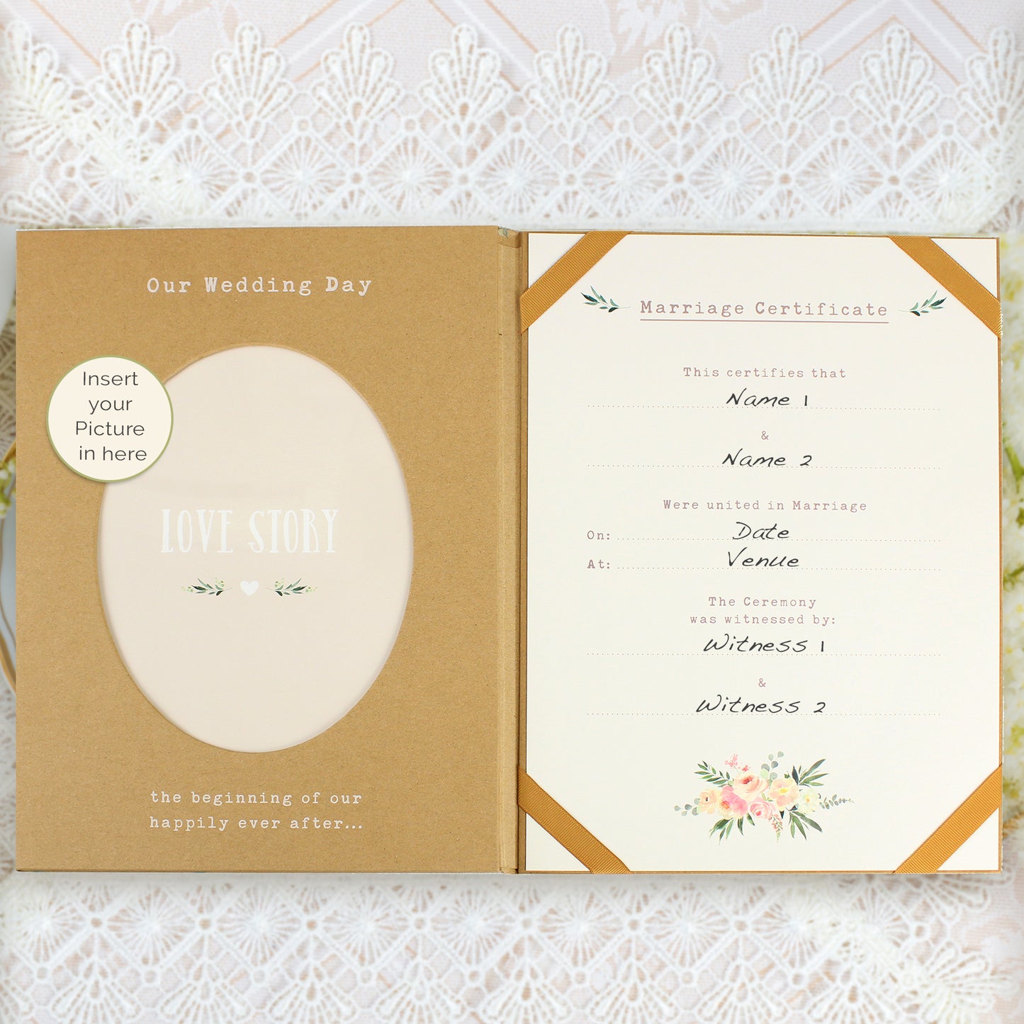 Personalised Wedding Certificate and Photo Display Book