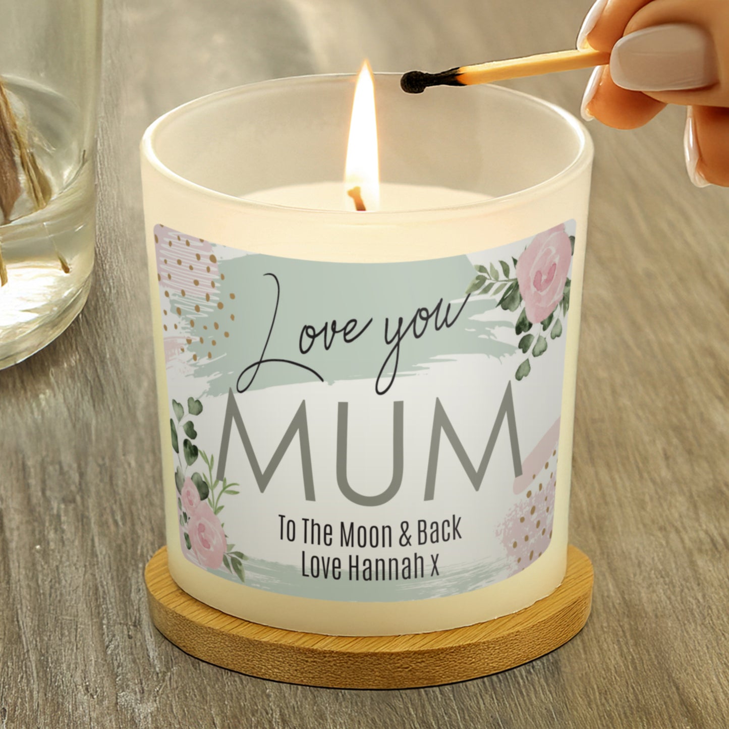 Personalised Abstract Rose Scented Jar Candle