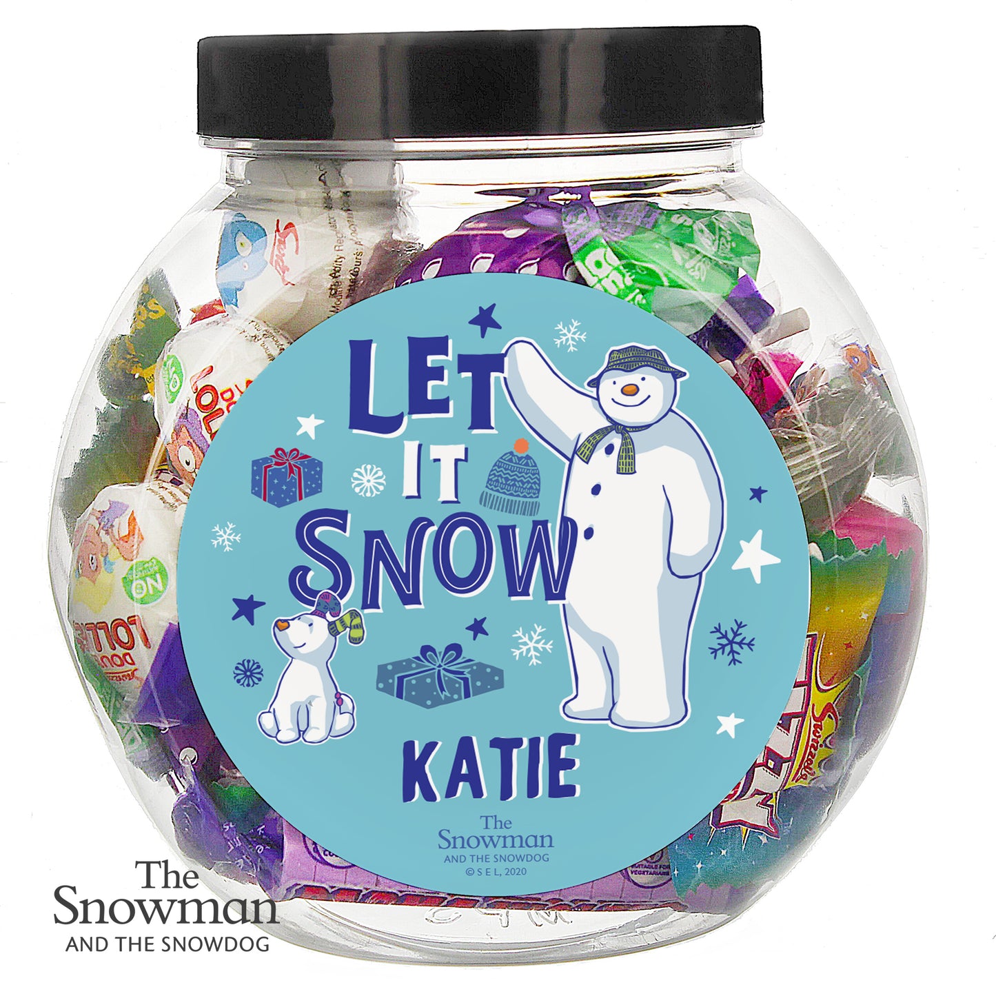 Personalised The Snowman and the Snowdog Sweet Jar