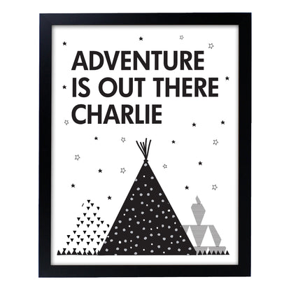 Personalised Adventure Is Out There Black Framed Print