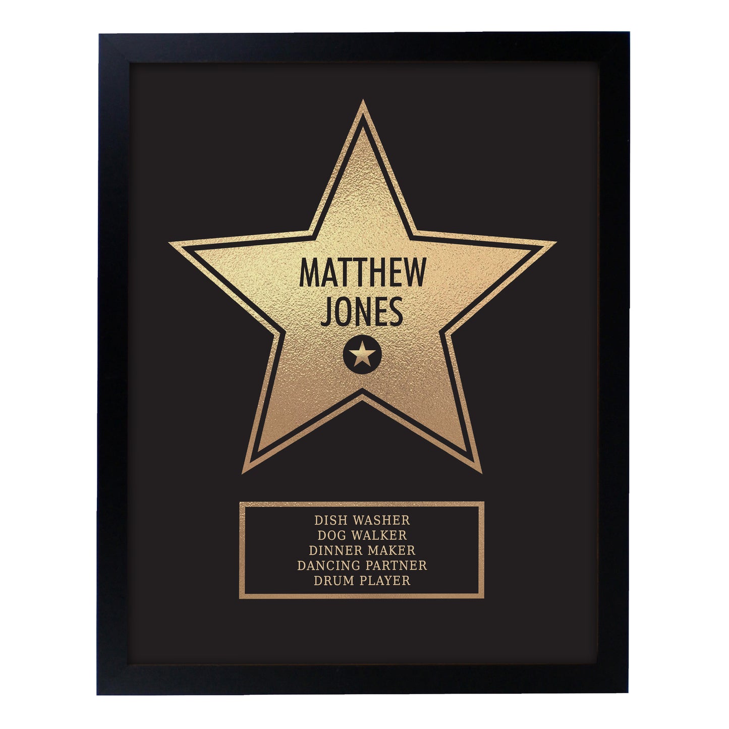 Personalised Star Award Black Framed Print