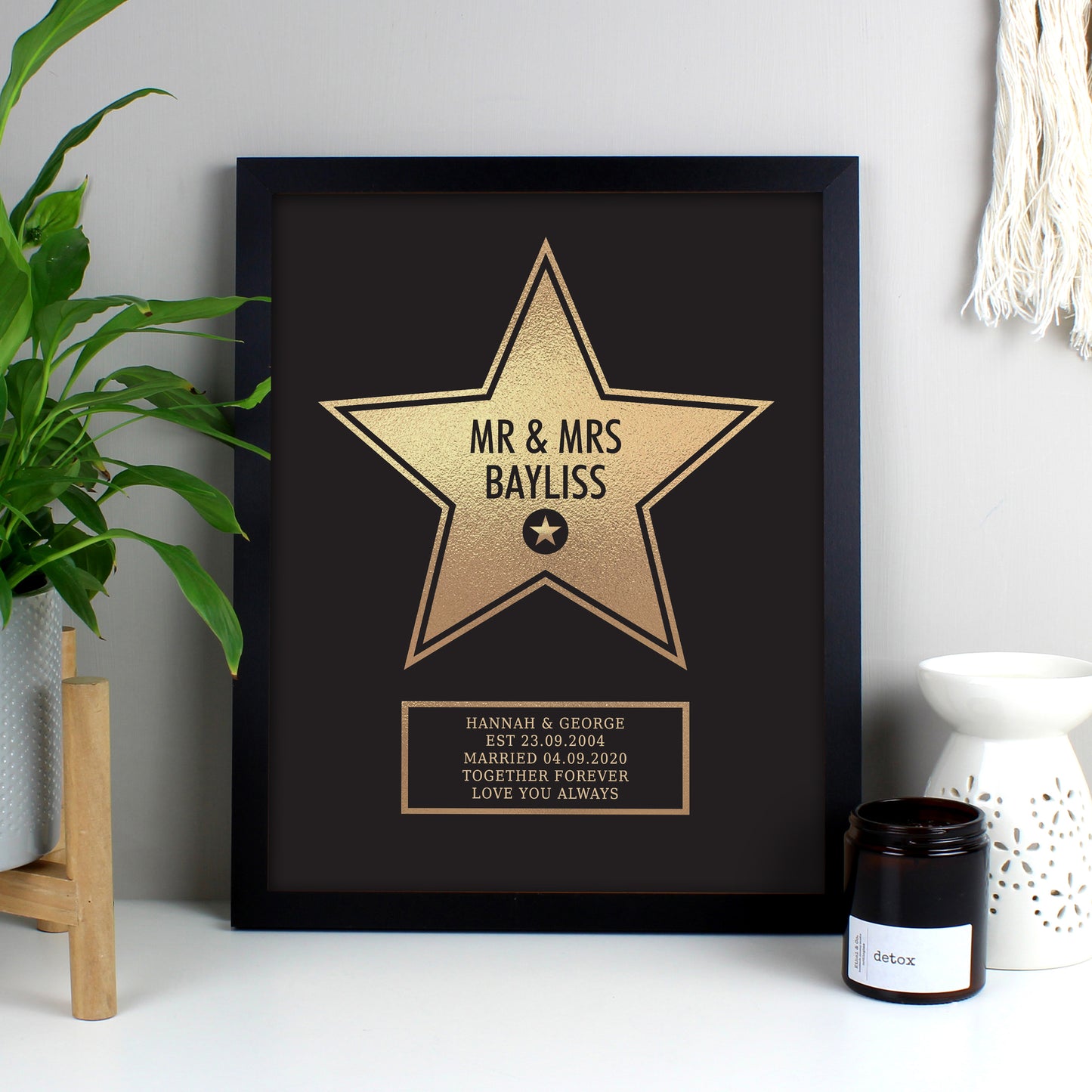 Personalised Star Award Black Framed Print