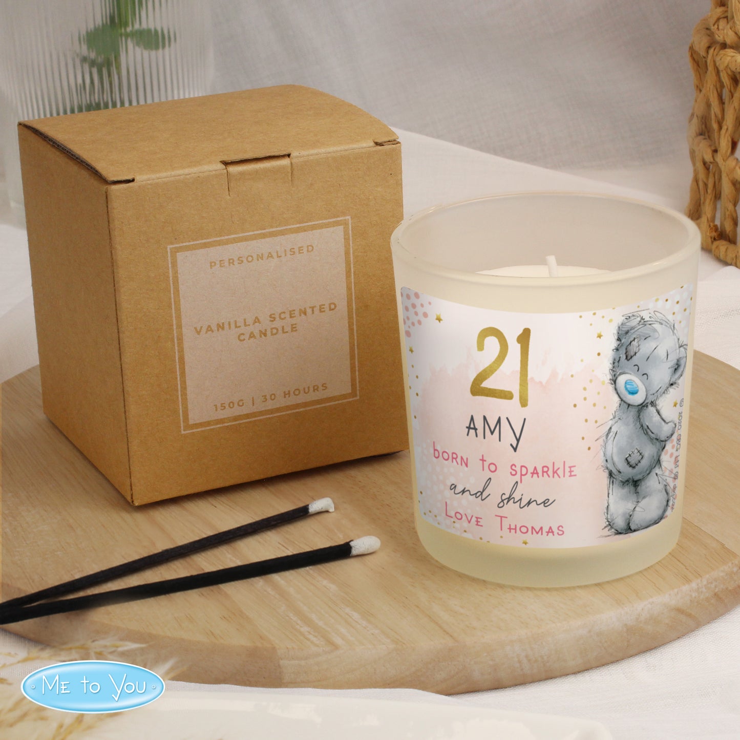 Personalised Me To You Sparkle & Shine Birthday Scented Jar Candle