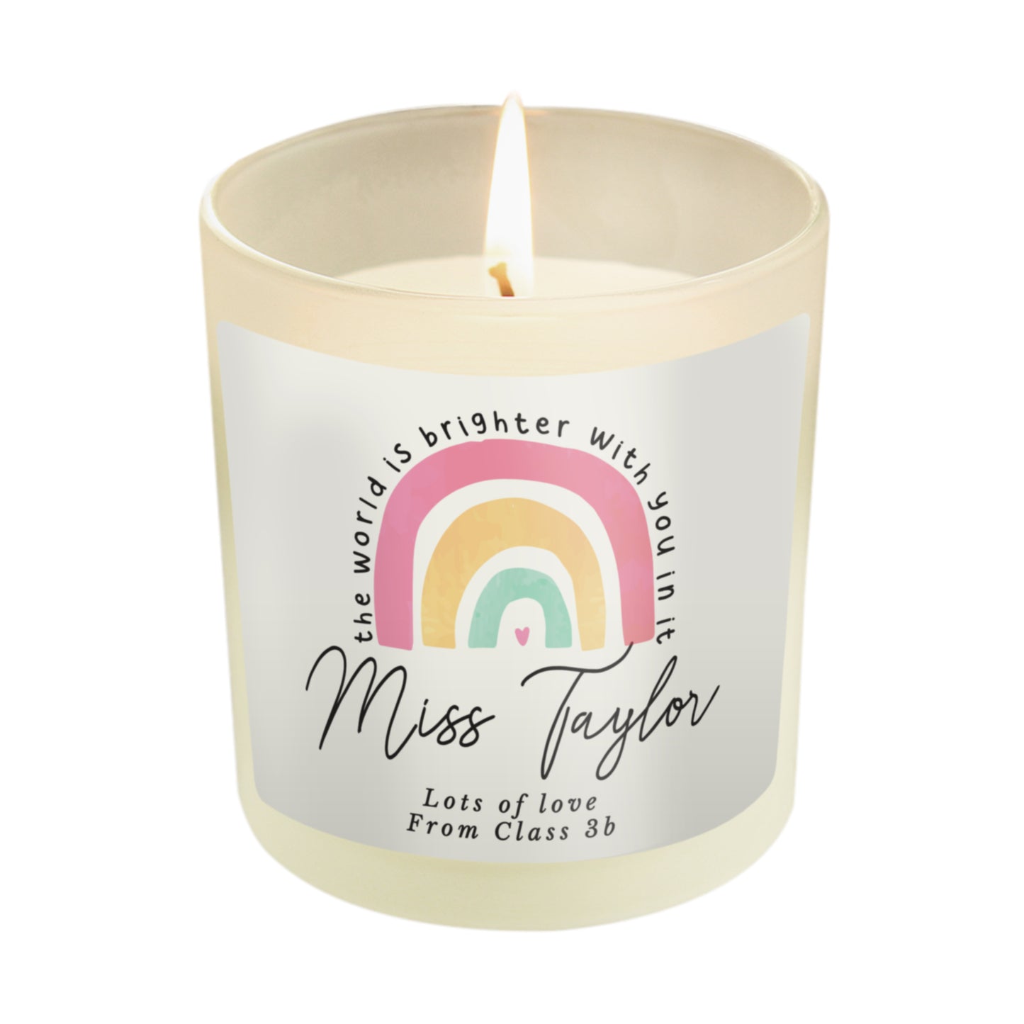 Personalised You Make The World Brighter Rainbow Scented Jar Candle