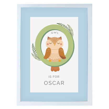 Personalised Animal Alphabet A3 White Framed Print