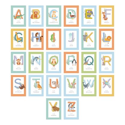 Personalised Animal Alphabet A4 White Framed Print