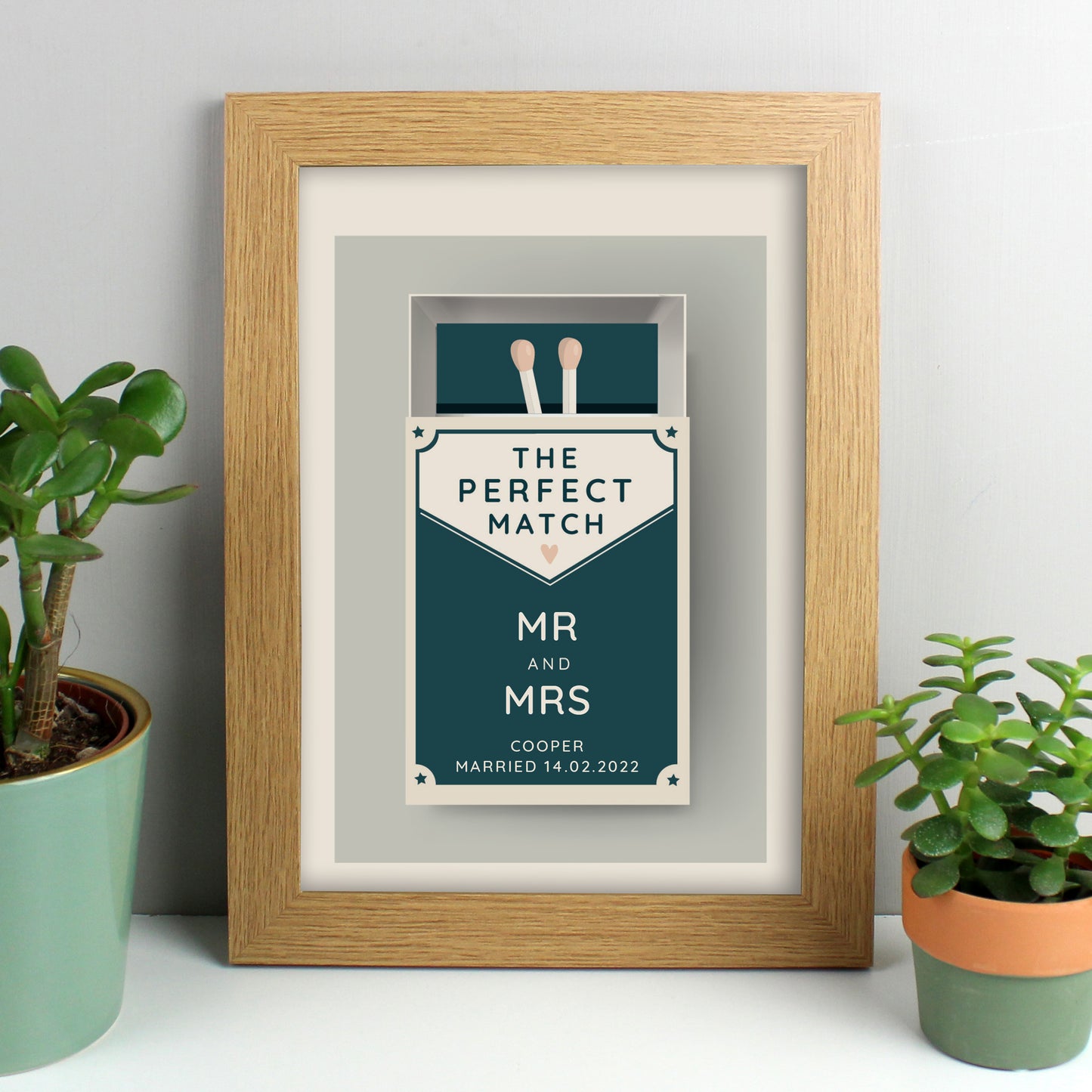 Personalised The Perfect Match A4 Oak Framed Print