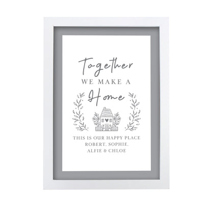 Personalised HOME White A4 Framed Print