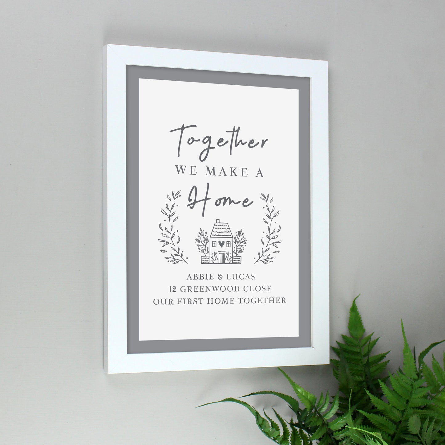 Personalised HOME White A4 Framed Print