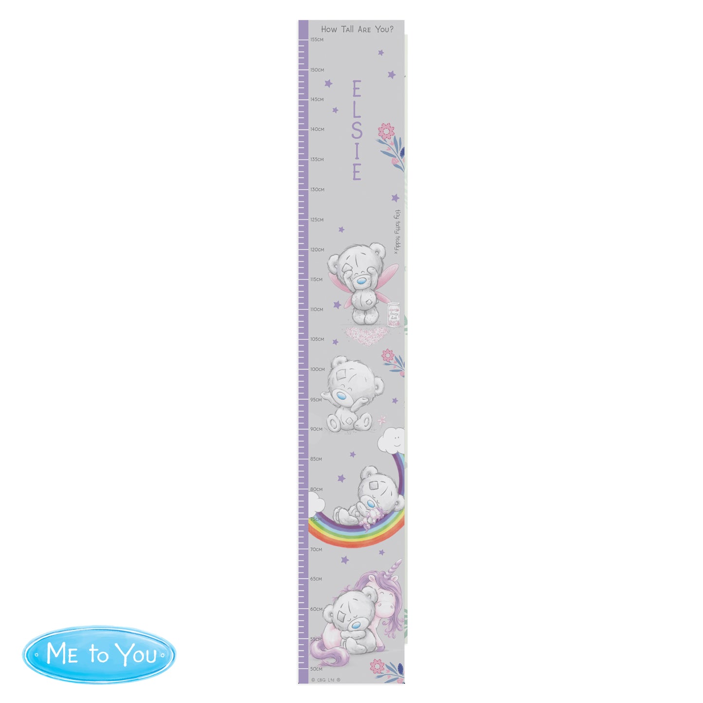 Personalised Tiny Tatty Teddy Unicorn Height Chart