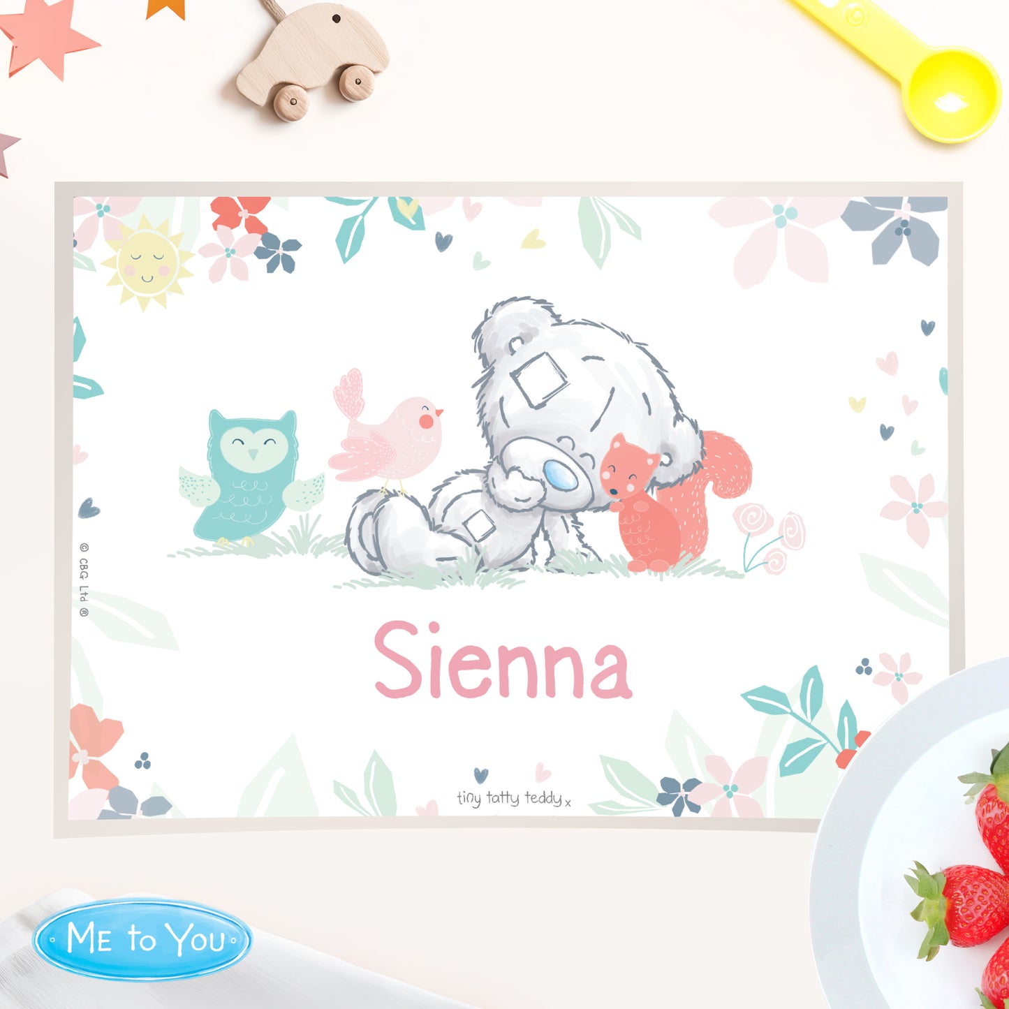 Personalised Tiny Tatty Teddy Woodland Animal Placemat