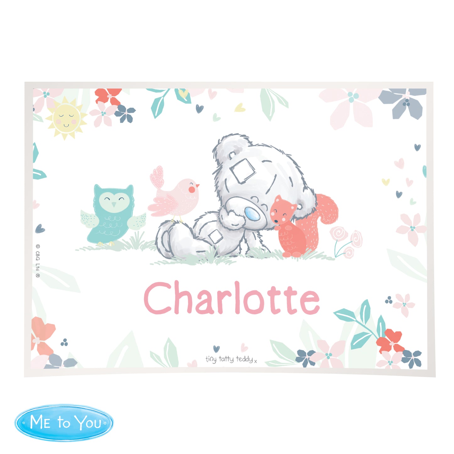 Personalised Tiny Tatty Teddy Woodland Animal Placemat