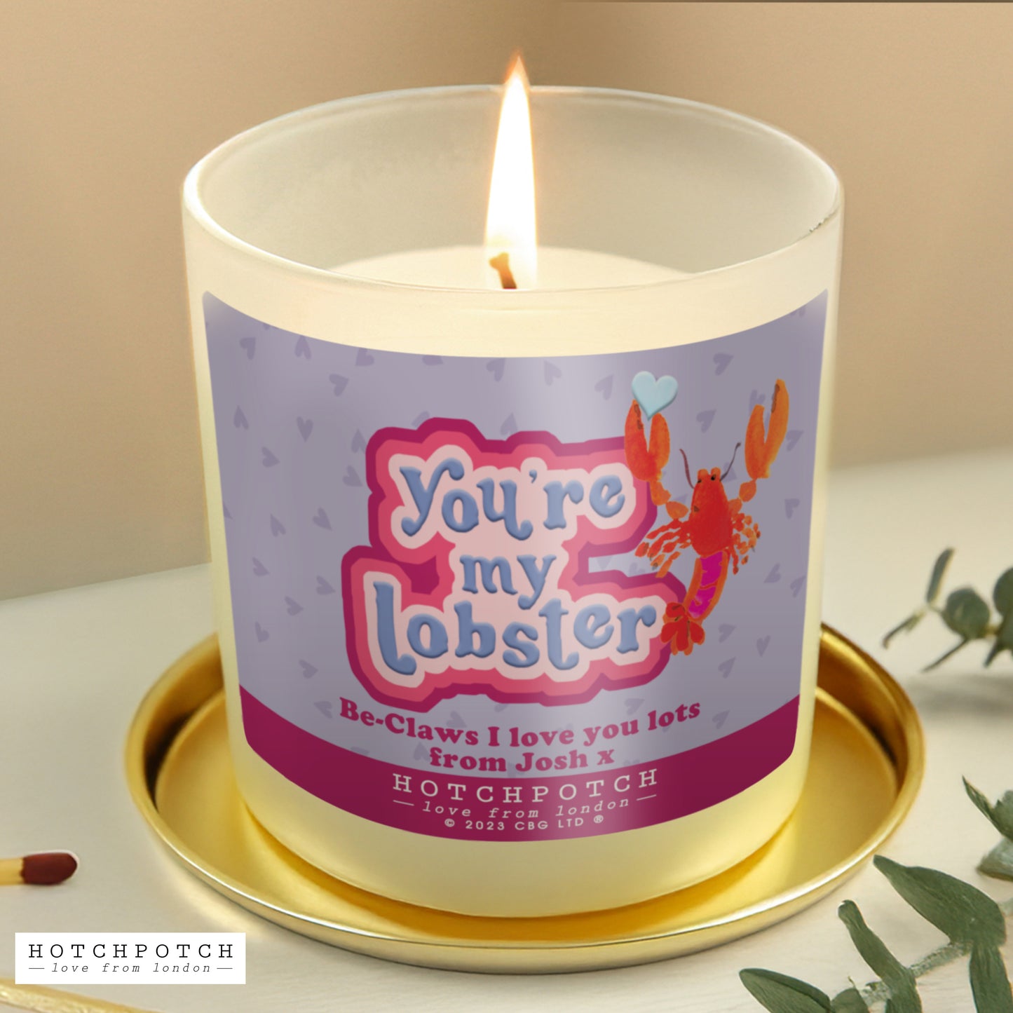 Personalised Hotchpotch Youre My Lobster Scented Candle Jar