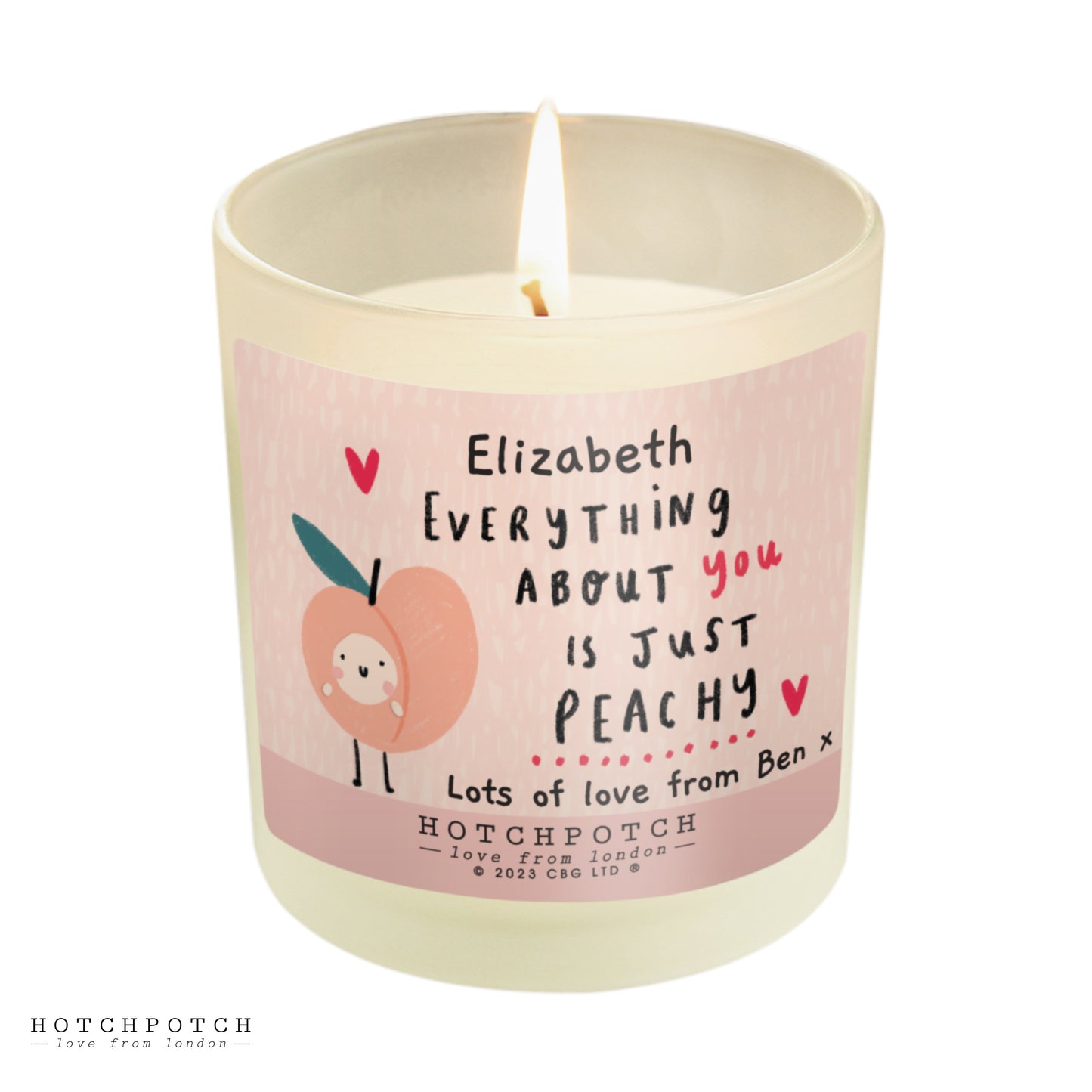 Personalised Hotchpotch Peachy Scented Candle Jar