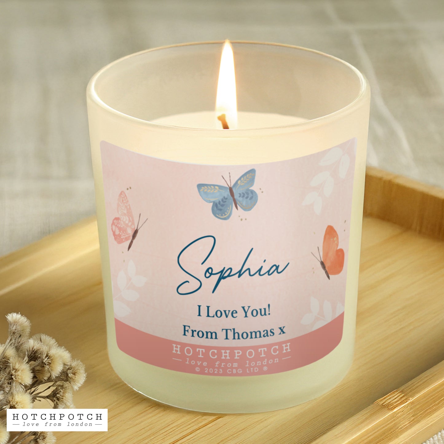 Personalised Hotchpotch Butterfly Scented Candle Jar