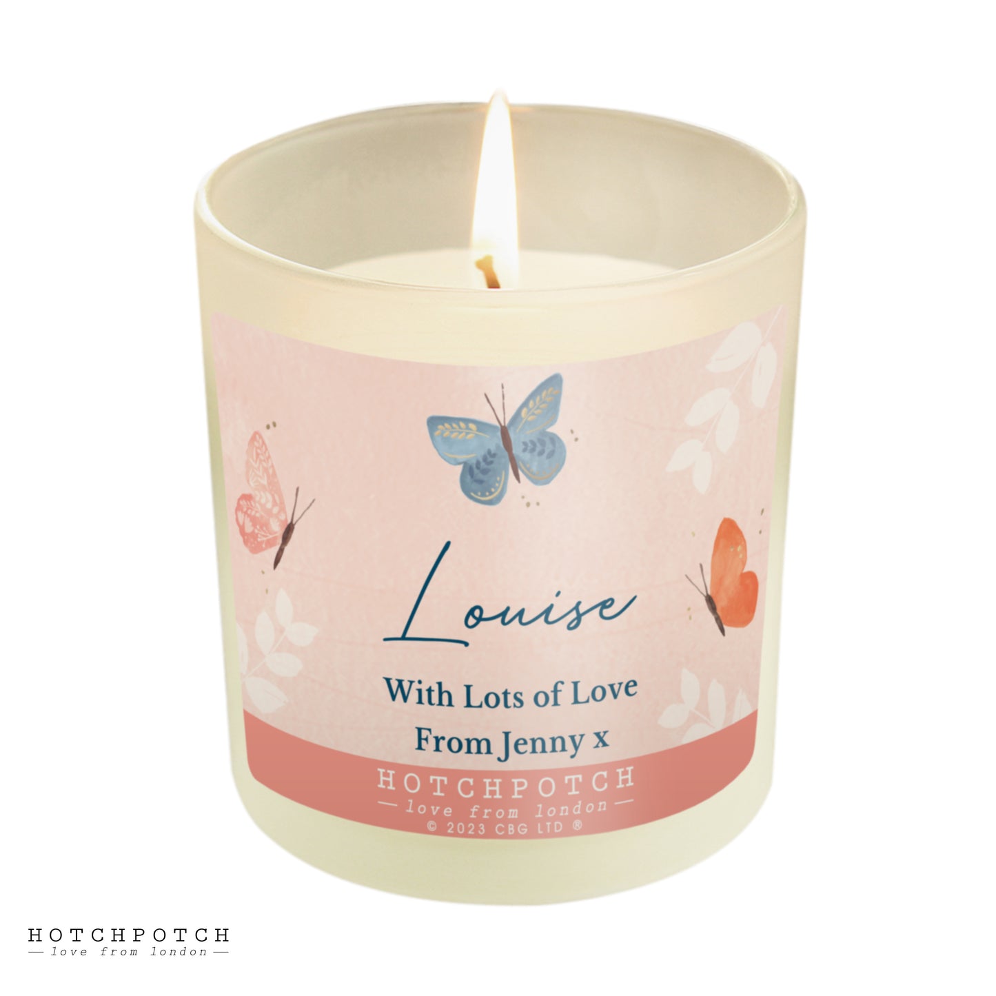 Personalised Hotchpotch Butterfly Scented Candle Jar