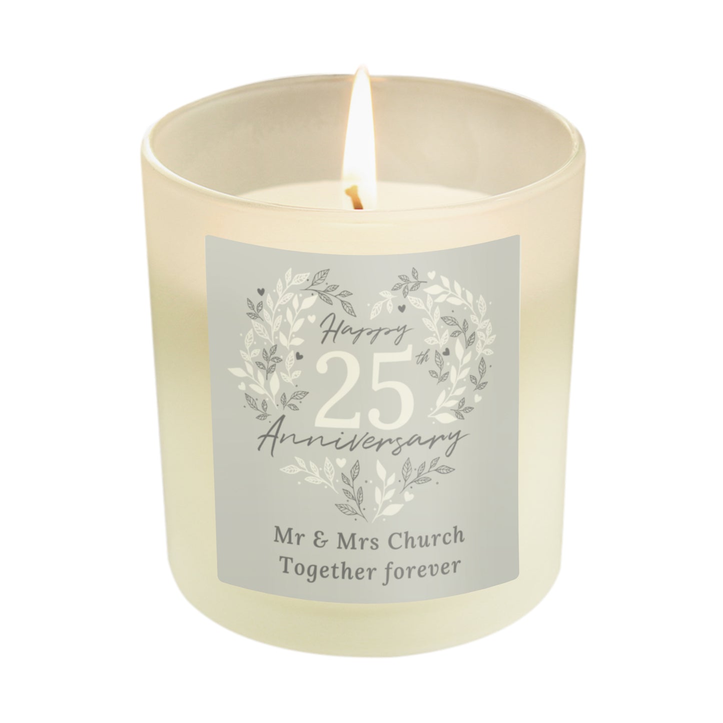 Personalised 25th Silver Wedding Anniversary Candle Jar