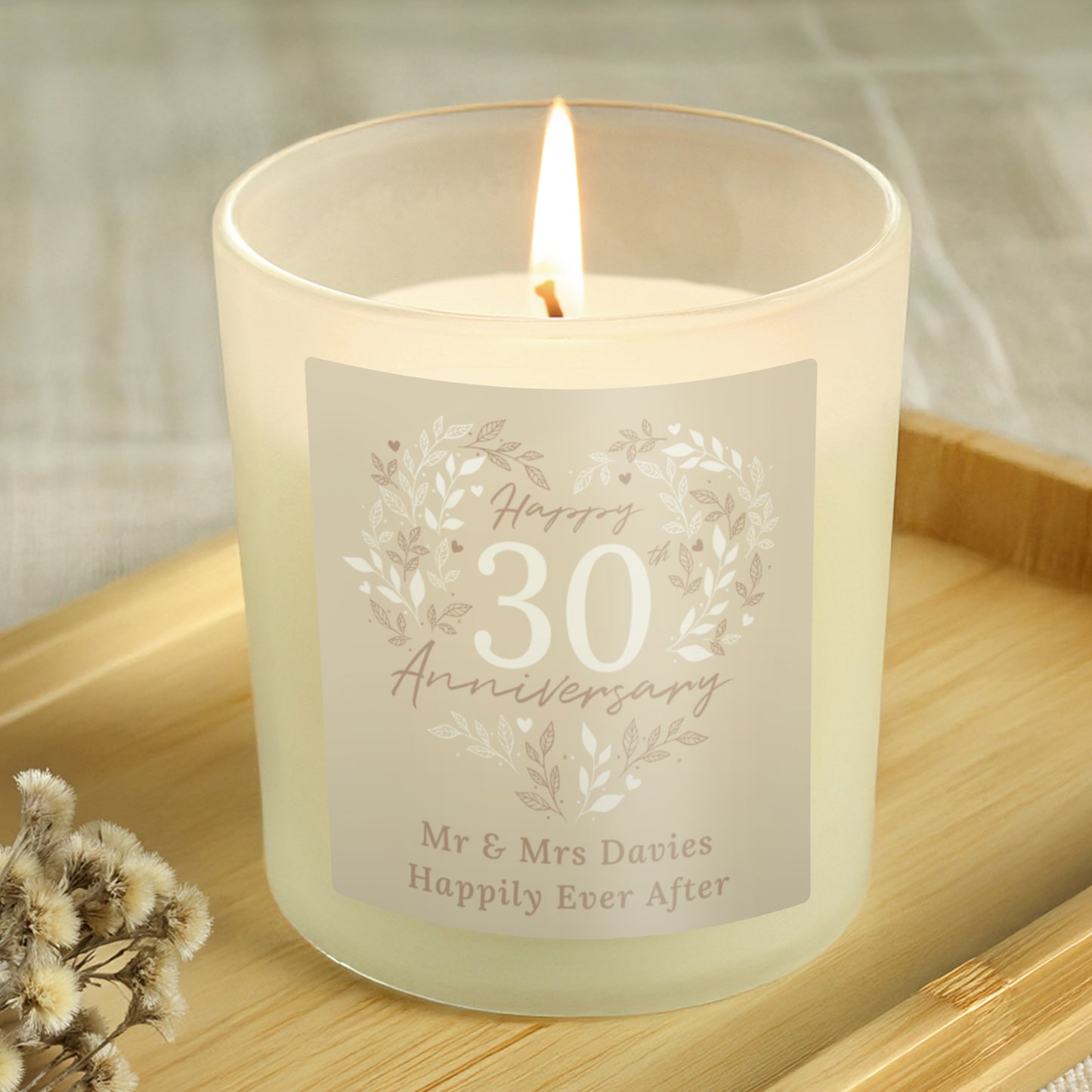 Personalised 30th Pearl Wedding Anniversary Candle Jar