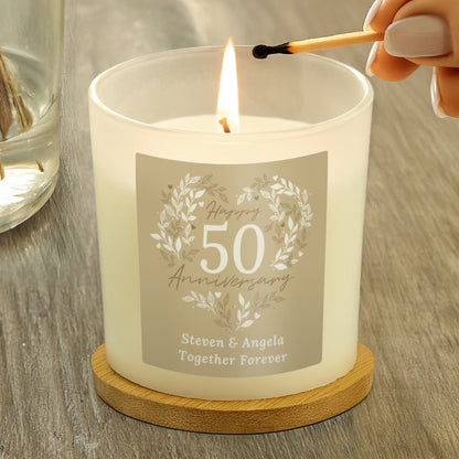 Personalised 50th Golden Wedding Anniversary Candle Jar