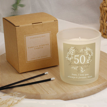 Personalised 50th Golden Wedding Anniversary Candle Jar