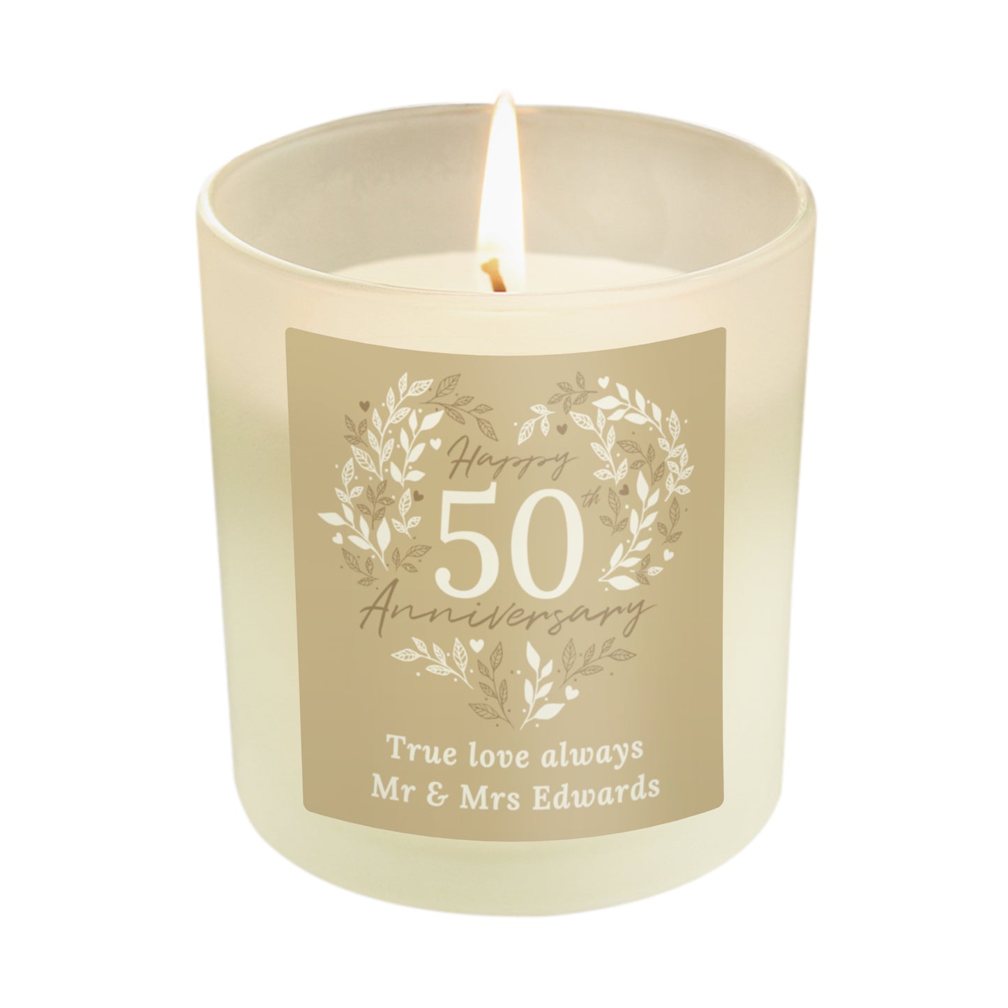 Personalised 50th Golden Wedding Anniversary Candle Jar