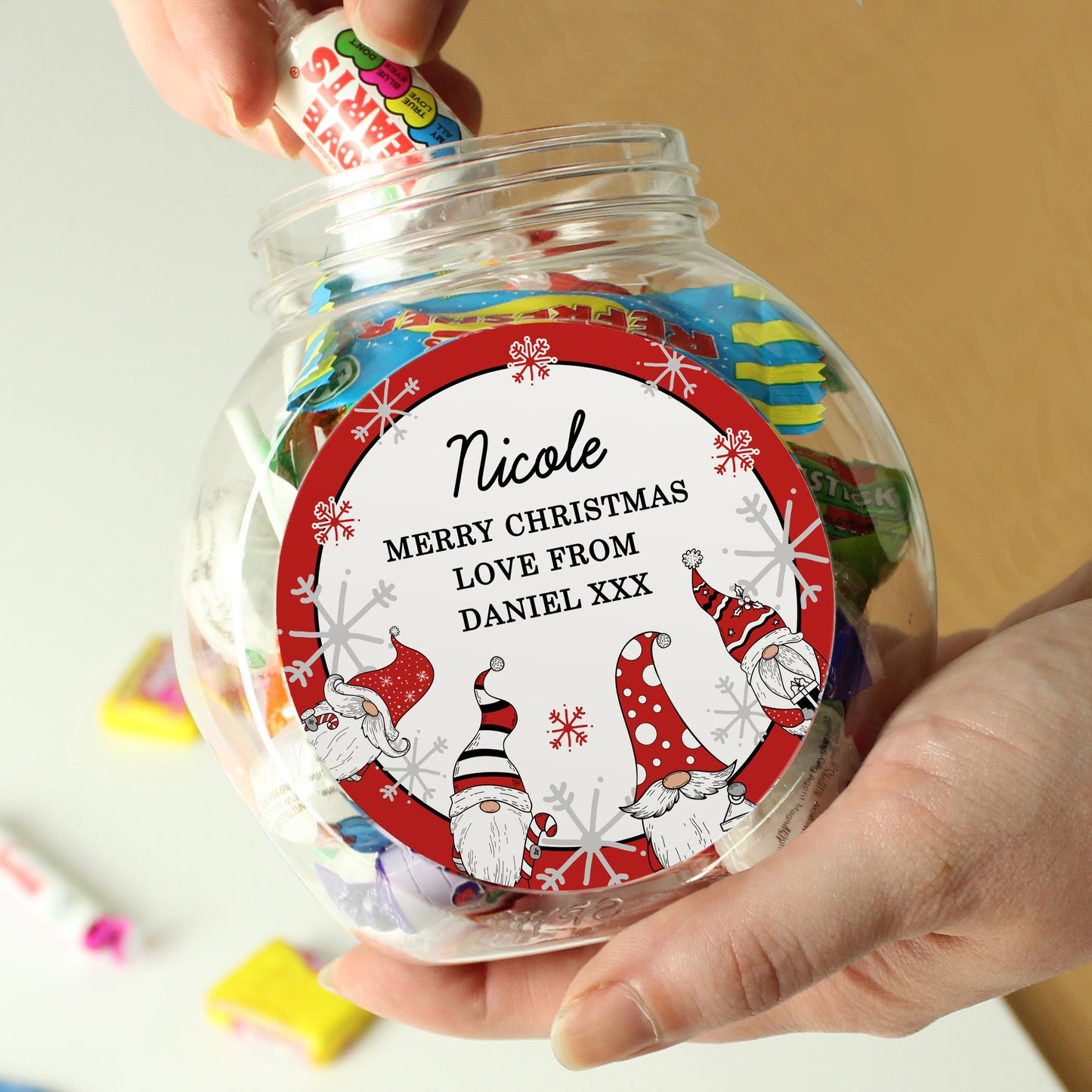 Personalised Gonk Christmas Sweet Jar