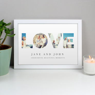 Personalised LOVE Photo Upload White A4 Framed Print