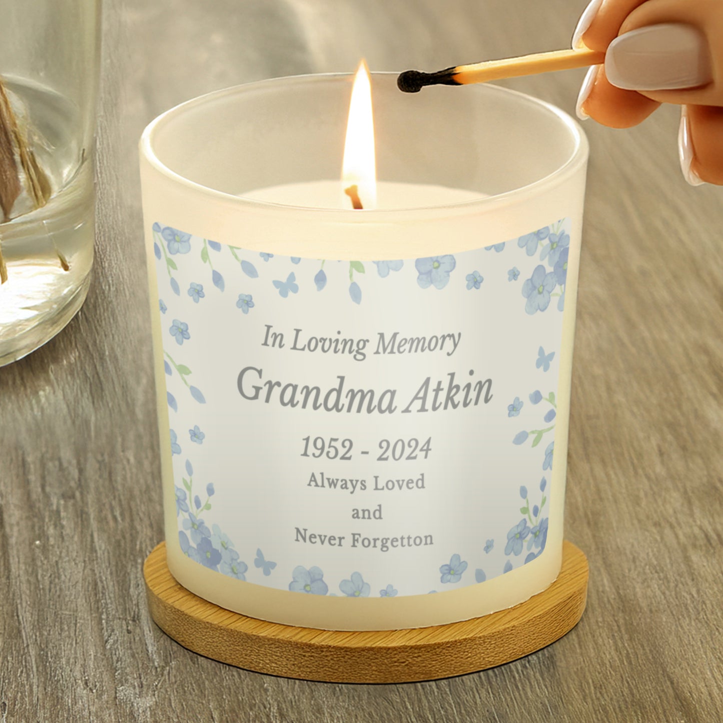 Personalised Memorial Forget Me Not Candle Jar