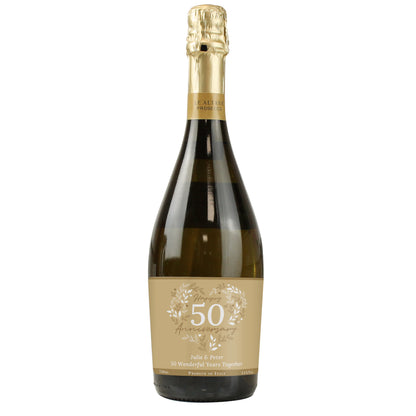 Personalised 50th Golden Wedding Anniversary Prosecco