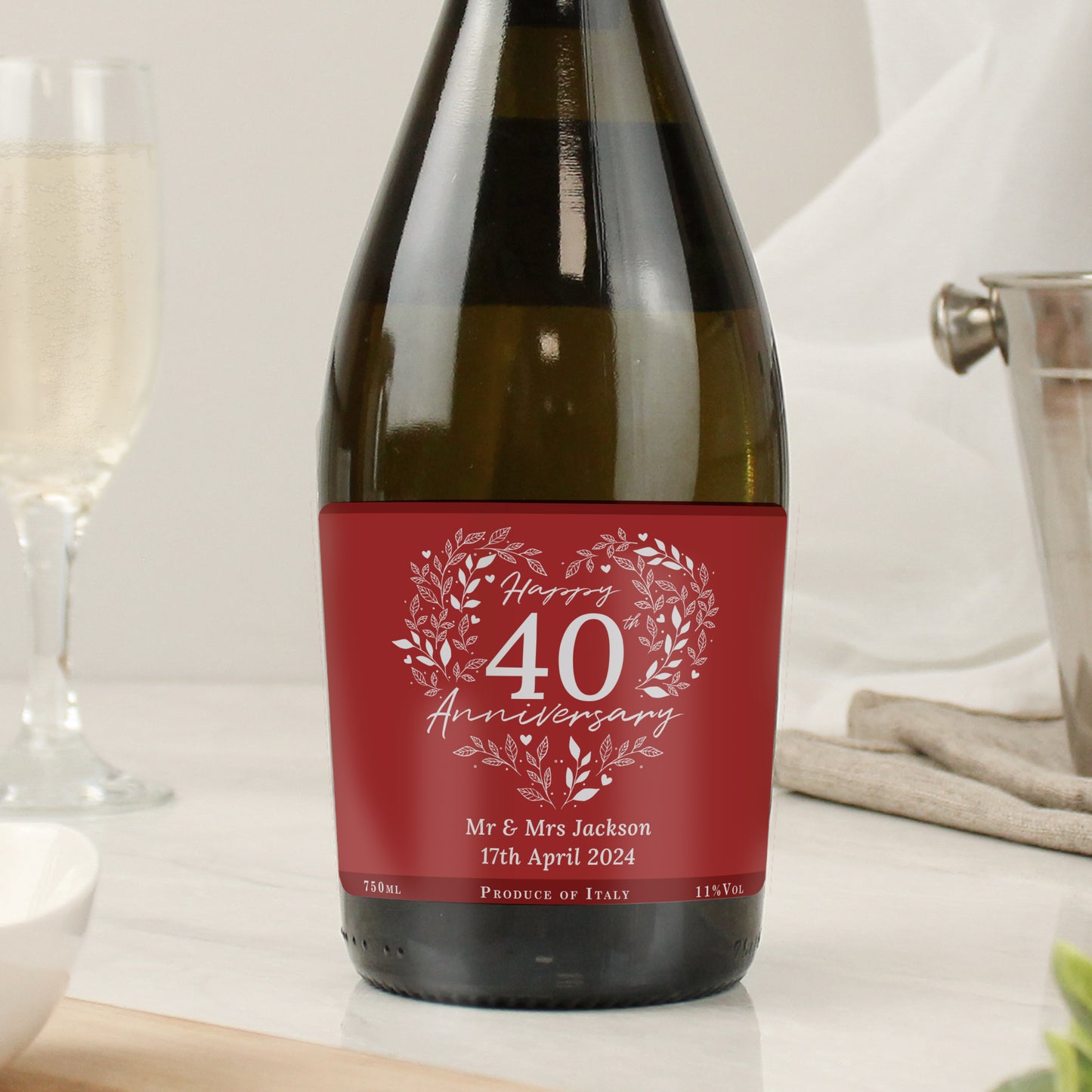 Personalised 40th Ruby Wedding Anniversary Prosecco