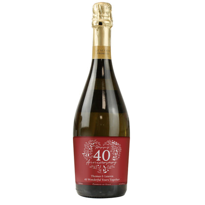 Personalised 40th Ruby Wedding Anniversary Prosecco