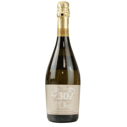 Personalised 30th Pearl Wedding Anniversary Prosecco