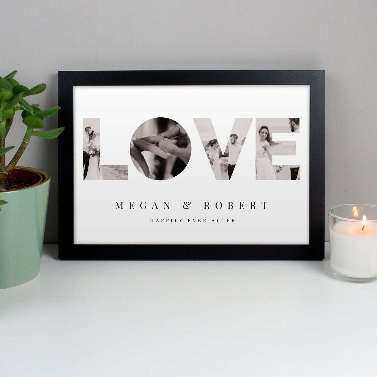 Personalised LOVE Photo Upload Black A4 Framed Print