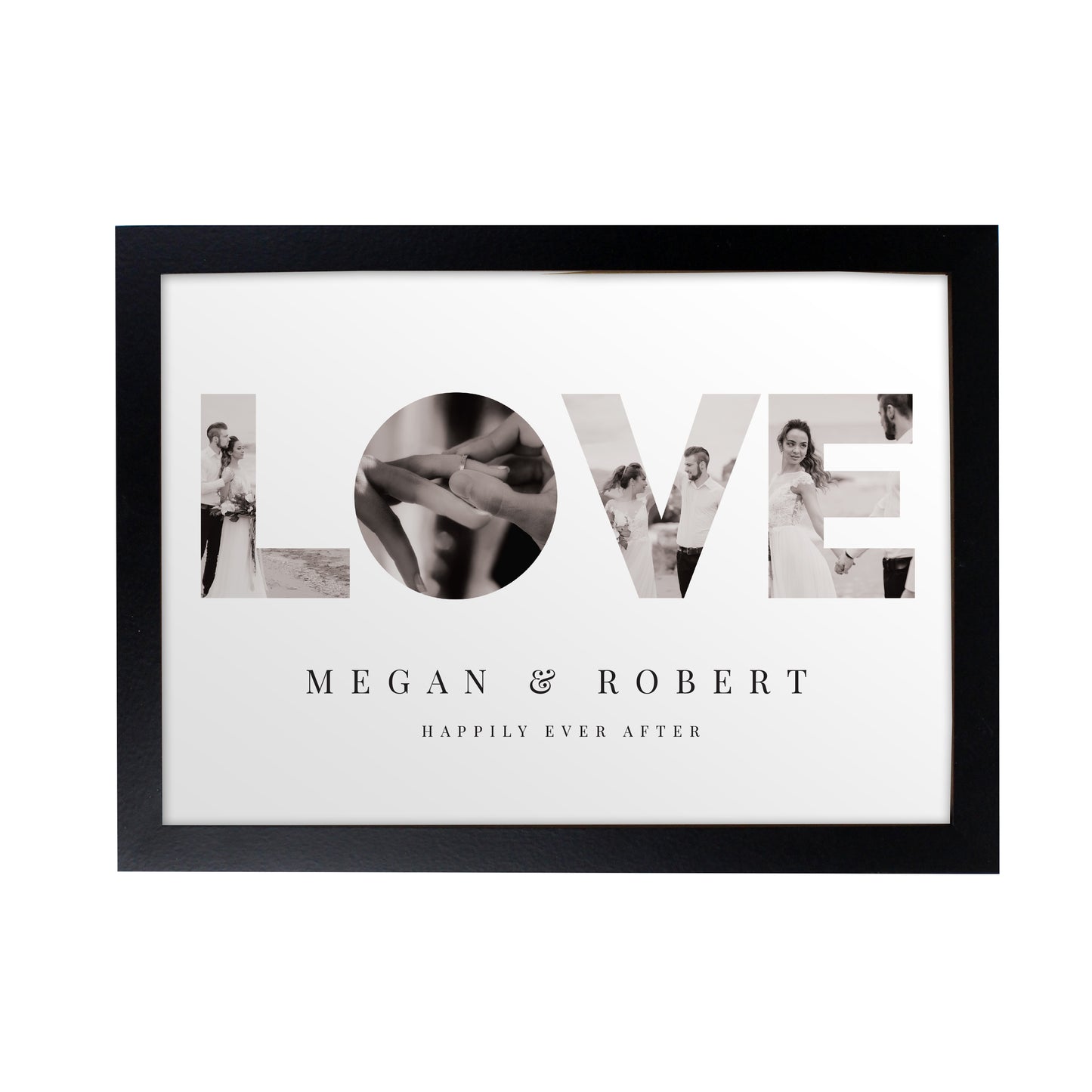 Personalised LOVE Photo Upload Black A4 Framed Print