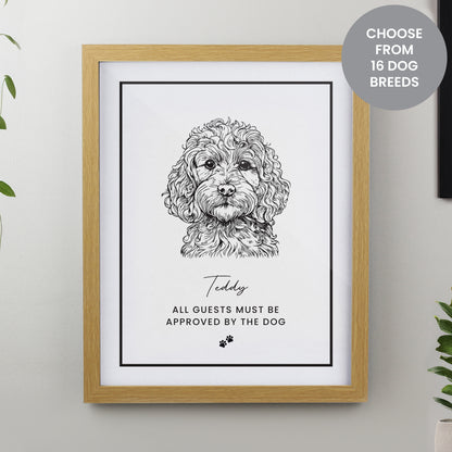 Personalised Dog Breed Oak Framed Print