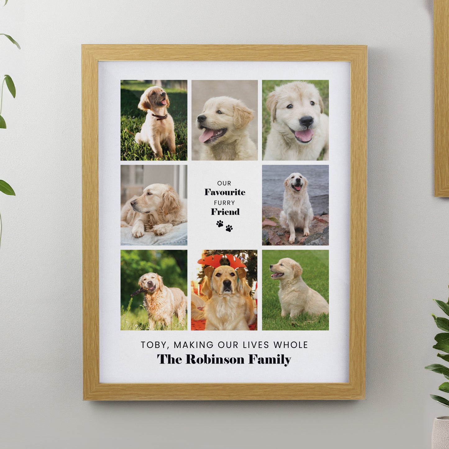 Personalised Pet Multi Photo Upload Oak Framed Print