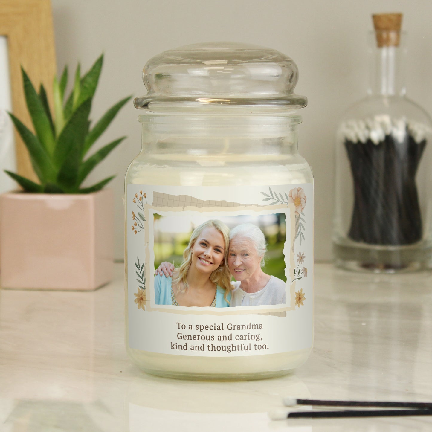 Personalised Wild Flowers Photo Upload Large Candle Jar