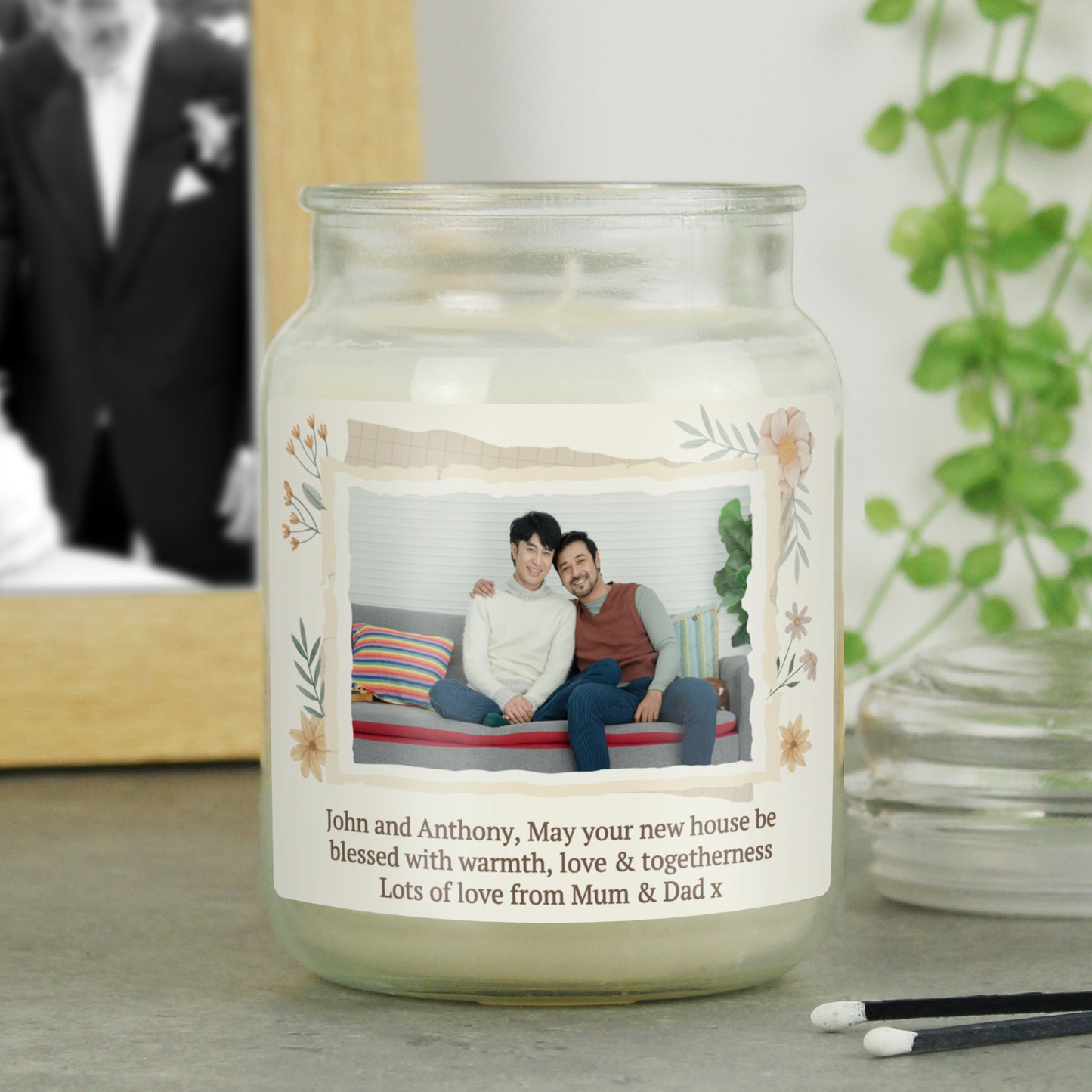 Personalised Wild Flowers Photo Upload Large Candle Jar