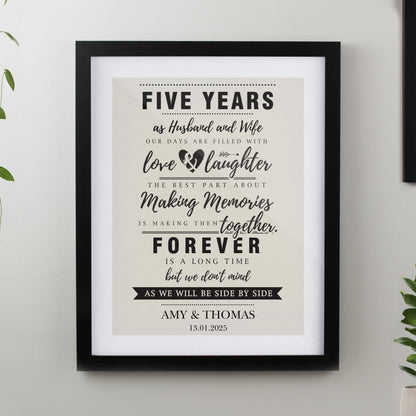 Personalised Anniversary Black Poster Frame